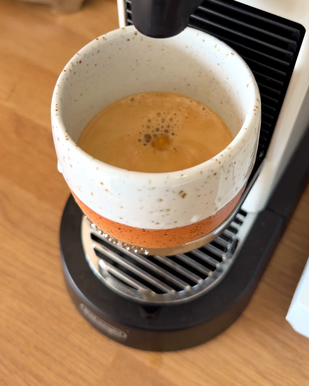 Close-up of crema on a fresh espresso