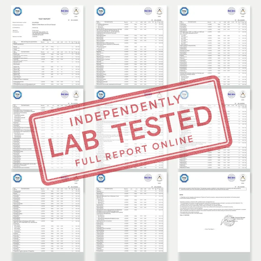 Pages of the independent lab report stamped Independently Lab Tested, full report online